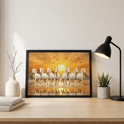 7 Horse Vastu Wall Painting (Landscape Collection) (Natural, Design 25, 48L x 33W cm)