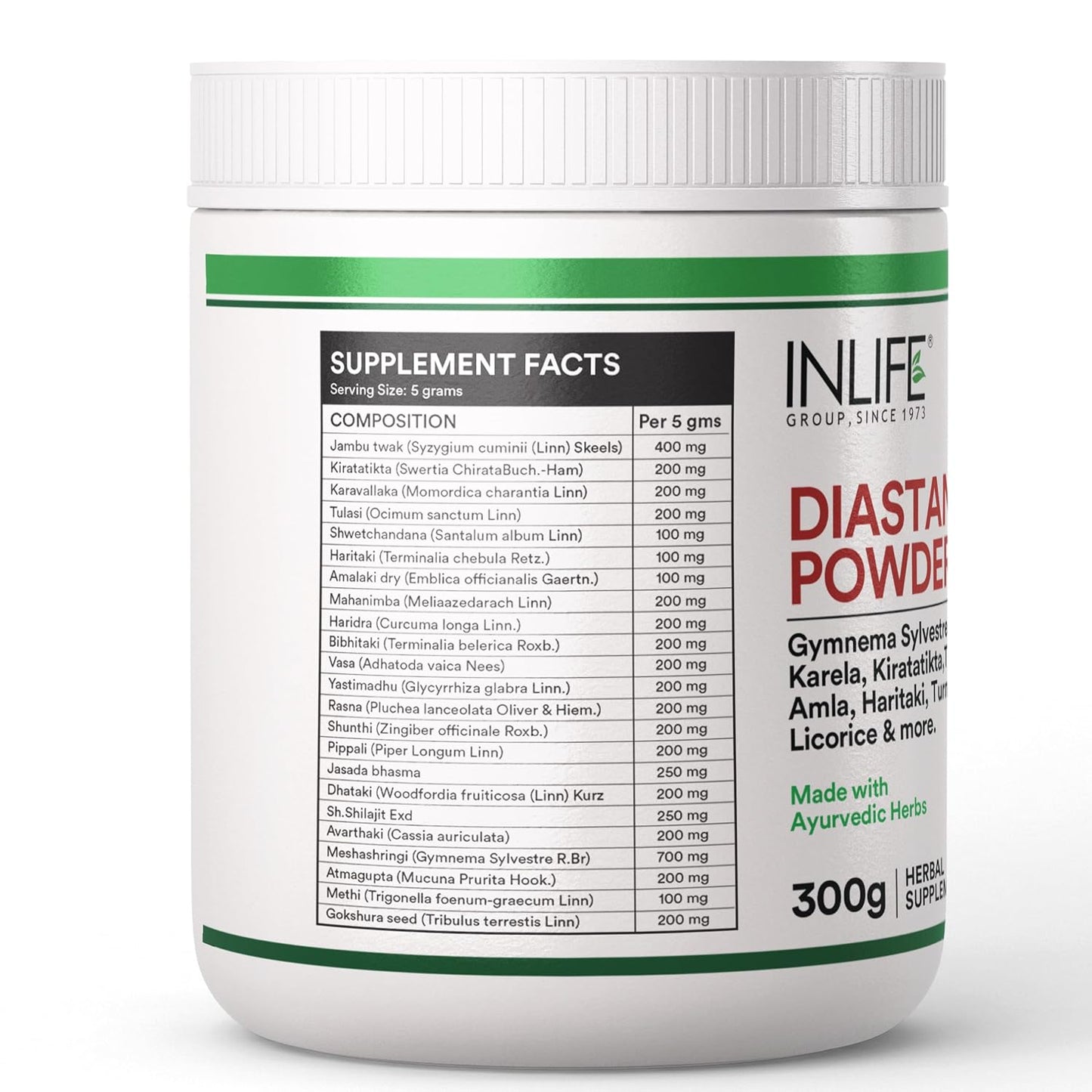 INLIFE Diastan Plus Powder| Ayurvedic Herbal Supplement| Infused with Gymnema Sylvestre, Jamun, Karela, Tulasi, Amla, Turmeric, Licorice for More Glucose Support & Metabolisam| For Men & Women 300g