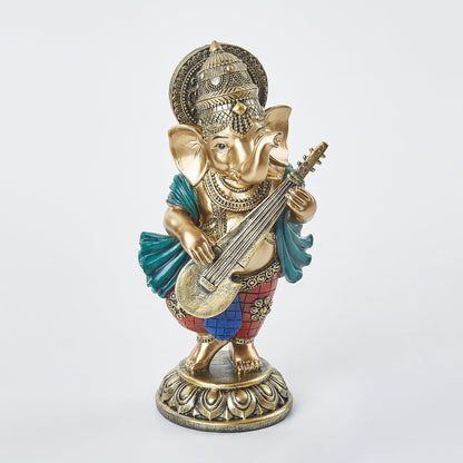 Polyresin Ganesha with Veena Figurine