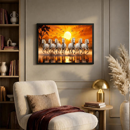 7 Horse Vastu Wall Painting (Landscape Collection) (Natural, Design 15, 48L x 33W cm)
