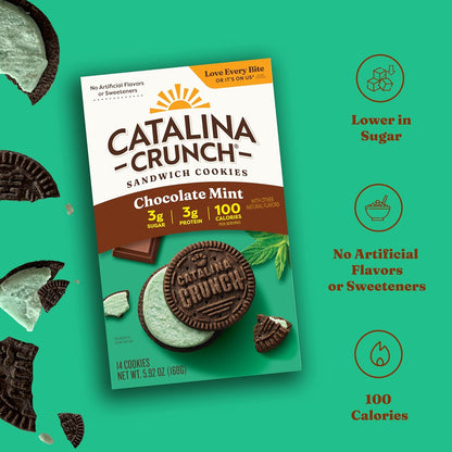 Catalina Crunch Protein Cookies, 4g Protein per Serving | Low-Sugar Sandwich Cookies | Gluten Free, Vegan | Keto Dessert Snacks, 5.9 oz. (14 Count)
