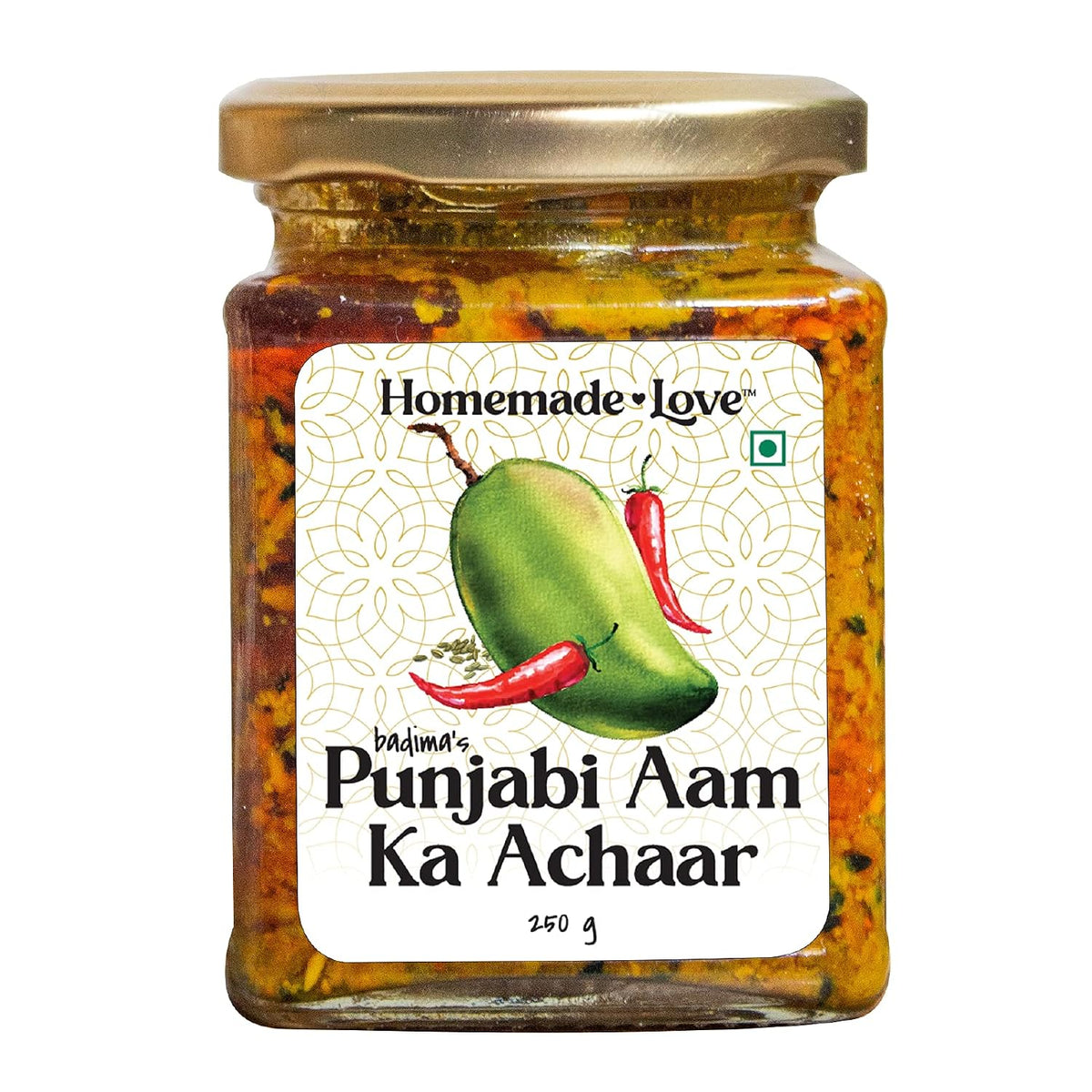 Homemade Love Authentic Punjabi Mango Pickle | Spicy & Tangy Aam Ka Achaar with Raw Mango, and spices mixed with mustard oil