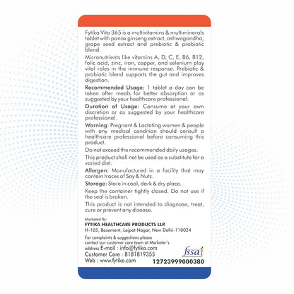 Multivitamin supplement label with text and branding on a white background