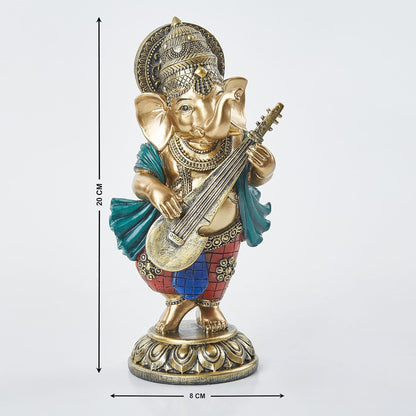 Polyresin Ganesha with Veena Figurine