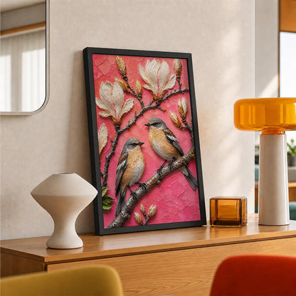 Bird Pair Magnolia Framed Wall Art, Black, 10x13 Inches