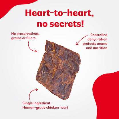 RIGHT4PAWS Chicken Heart Treats - 100% Natural & Raw, Gently Dehydrated, Grain-Free, Human-Grade Animal Meat for Dogs (Pack of 1)