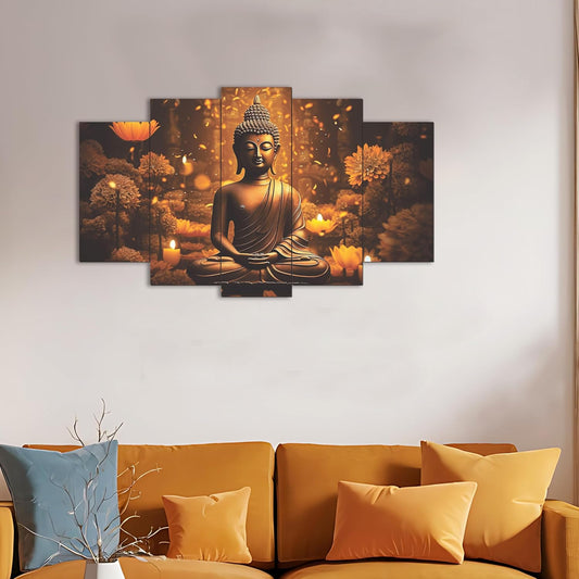 3d Buddha Wall Decor Painting For Living Room | Lord Gautam Buddha Photo Paintings Wallpaper For Wall Decoration Large Size 76 X 45 Cm | Engineered Wood (Design 2)