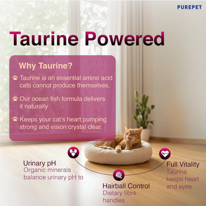 Purepet Adult Dry Cat Food 1kg | Tuna & Salmon Flavour | Hairball Protection | Heart Care with Taurine | Skin Health