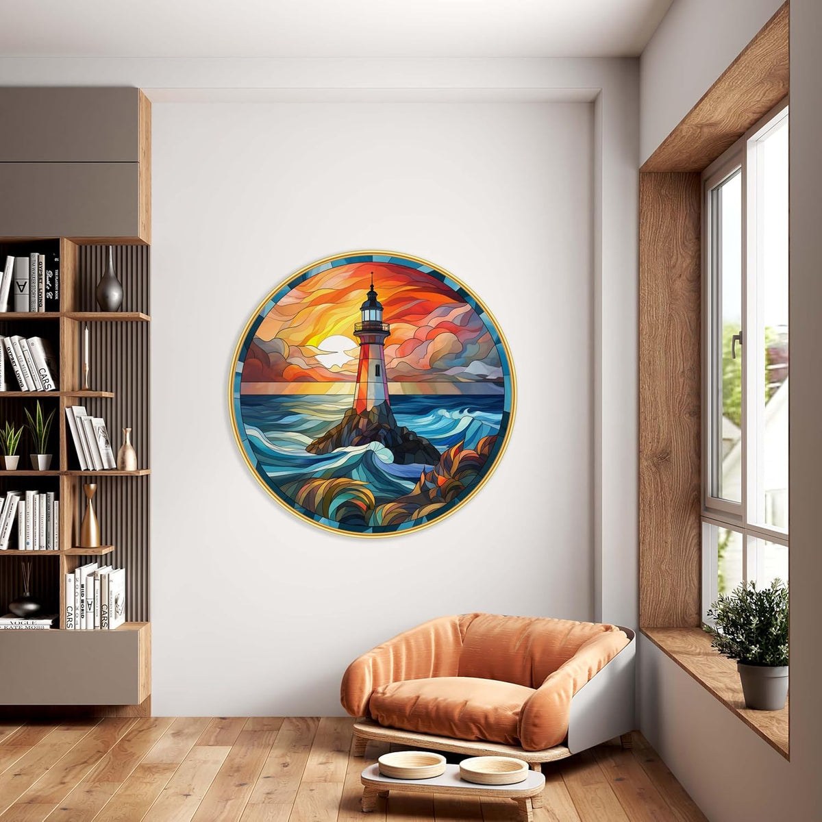 Tower modern art Premium Sparkle lamination Golden Slim Frame 50.8 cm x 50.8 cm Large Size, For Home/Office/Hotel painting GRL-34