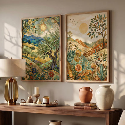 Modern Art Home Decoration Painting With Frame For Living Room Bed Room Hotel Wall Decor Digital Reprint Set of 2 (14X20)