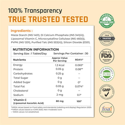 Nutritional label with ingredients and certification logos on a beige background