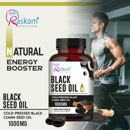 Pure Organic Cold-Pressed Black Seed Oil Softgels - Non-GMO Pure Nigella Sativa Black Cumin Seed Oil for Beauty Immunity & Overall Wellness Support - Thymoquinone-Rich 1000mg Serving 100 softgels