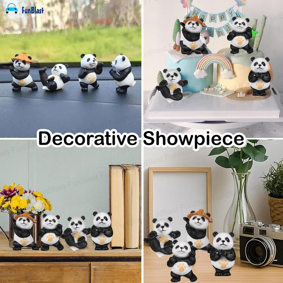 Panda Miniature Figurines - Decorative Showpiece, Gift for Him/Her, Diwali Deepwali New Year Home Decor, Bedroom, Living Room, Office, Table, Car Dashboard (Style-C)