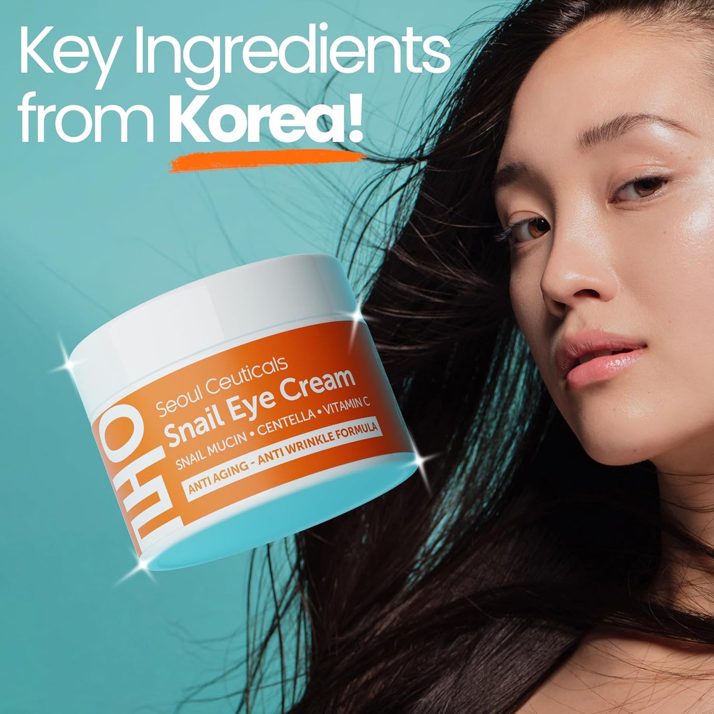 SeoulCeuticals Korean Snail Mucin Under Eye Cream – 97.5% Snail Filtrate with Centella & Vitamin C – K-Beauty Anti-Aging, Anti-Wrinkle, Dark Circles Cream – 0.5 oz