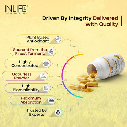 INLIFE Curcumin C3 Complex (95% Curcuminoids) 500 mg Turmeric with BioPerine (Piperine) Extract Supplement 5 mg - 60 Capsules (Pack of 1)