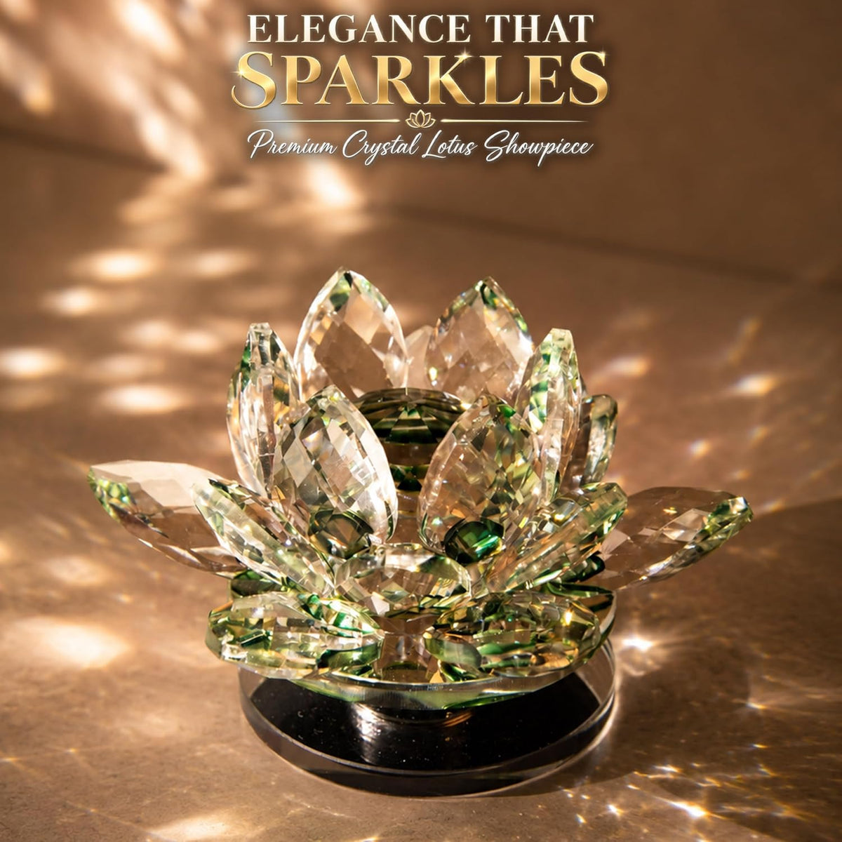 Crystal Lotus Flower Glass Showpiece, Decor -8.5 x 5.5 CM