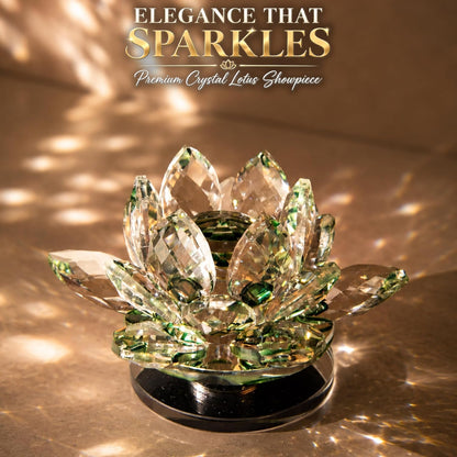 Crystal Lotus Flower Glass Showpiece, Decor -8.5 x 5.5 CM