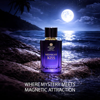 Ayouthveda Midnight Kiss Eau De Parfum for Women | Long Lasting Luxury Perfume | White Musk, Peach, Patchouli & Jasmine Notes | Elegant Evening Fragrance Spray | 100ml