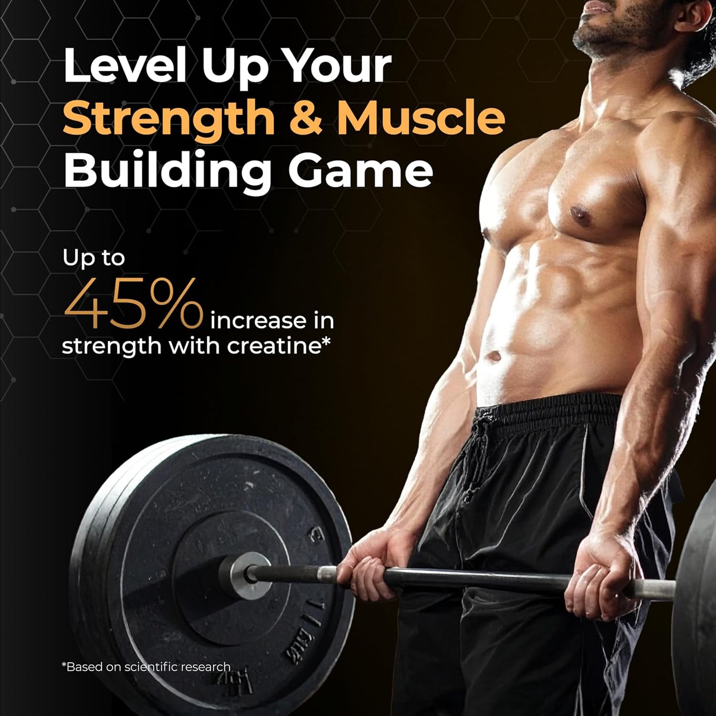 Nutrabay Gold Micronised Creatine Monohydrate Powder 3000 mg Creatine per Serving, NABL Lab Tested – Increases Muscle Mass, Strength & Power – Pre/Post Workout Supplement – 250 g, Orange