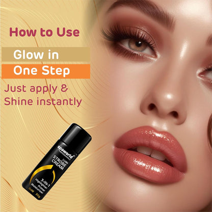 Lip gloss product with application instructions on a beige background