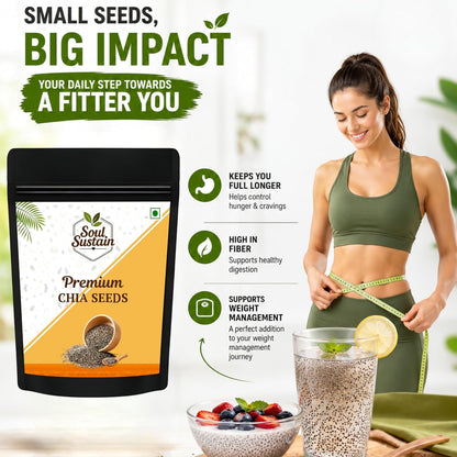 Chia Seeds Raw Superfood Omega‑3 ALA Rich, High Fiber Nutrition, Plant Protein Boost, Gut Health Support, Diet Friendly, Smoothies & Puddings, Baking & Meal Toppers, Seeds for Daily Use