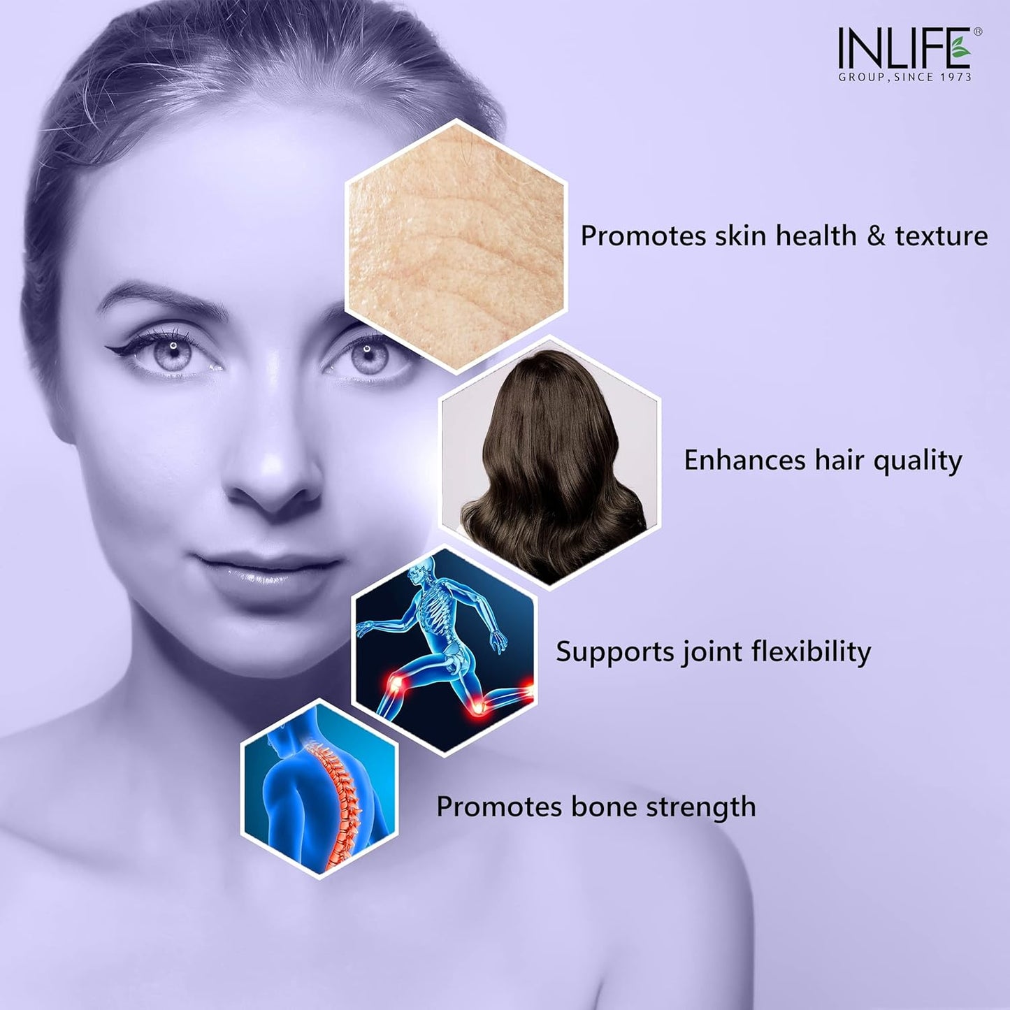 INLIFE Japanese Hydrolyzed Collagen Peptides Powder Clinically Proven Ingredient, Type 1 & 3, Skin Health, Bone Health Supplement for Men & Women (Unflavoured, Collagen, 200g)