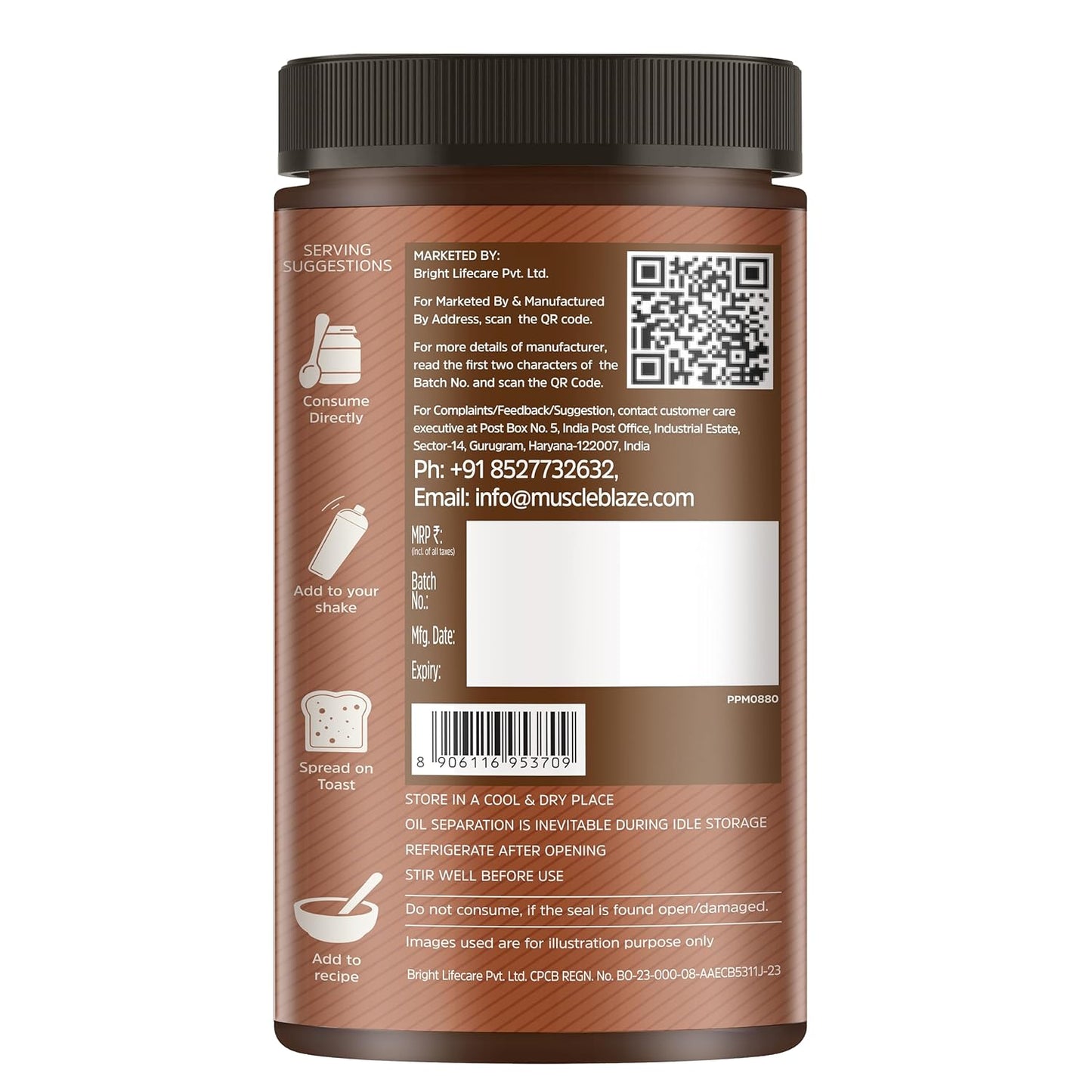 MuscleBlaze Fit Chocolate Peanut Butter (Crunchy, 750 grams) | High Protein | No Trans Fat, Energy Booster