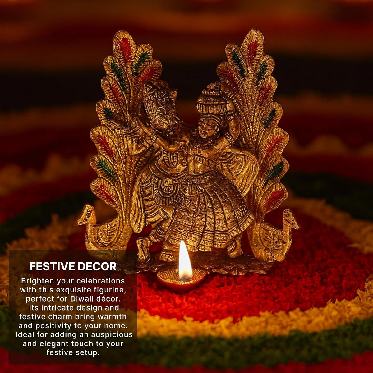 Radha Krishna Idol & Figurine for Home | God Idol for Pooja Room | Radha Krishna Murti & Gift Article (L15 x W10 x H16 cm)