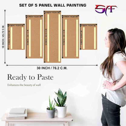 7 Running horses Paintings for Living Room | Painting for Wall Decoration | 3D Wall Art for Bedroom | Seven Running Horse Wall Painting Set of 5 (76.2 x 45.72 cms) PNLS173