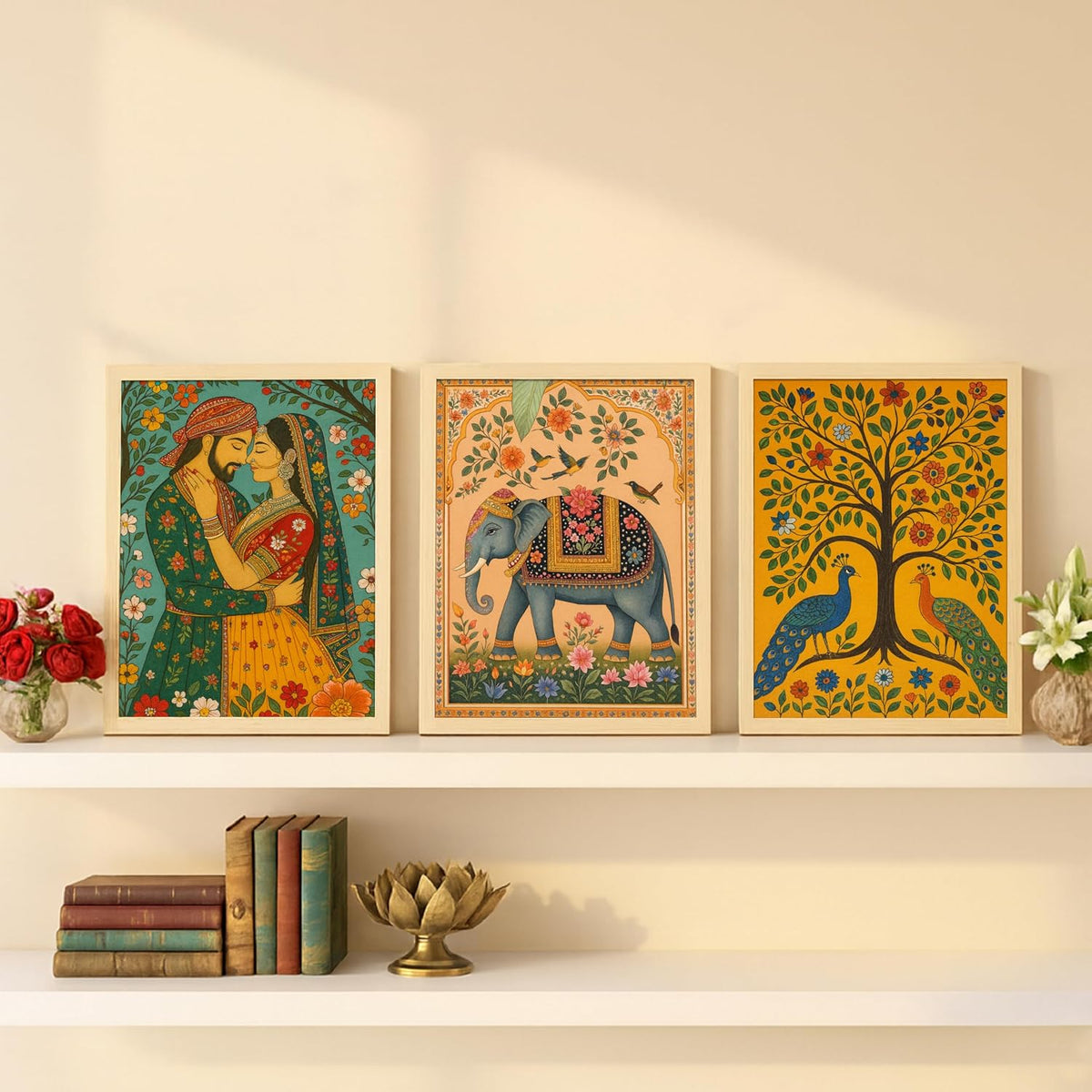 Rousrie Madhubani Wall Art Painting | Framed Wall Paintings For Home Décor | Wall Decoration Painting | Frames For Home Décor Office Frame Living Room (Design 6)