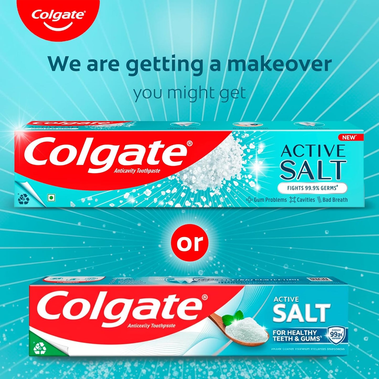 Colgate Active Salt Toothpaste, Daily Germ Protection, Pack Of 100G, Oral Care, Colgate Toothpaste With Salt And Mint, Healthy Gums & Teeth, Toothpaste That Fights Germs & Eliminates Bad Breath