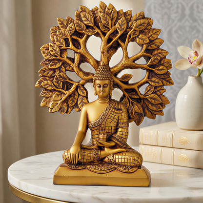 Global Grabbers Buddha Statue Showpiece Idol Home Decor Decoration Items for Living Room and Gifts (GOLDEN4)