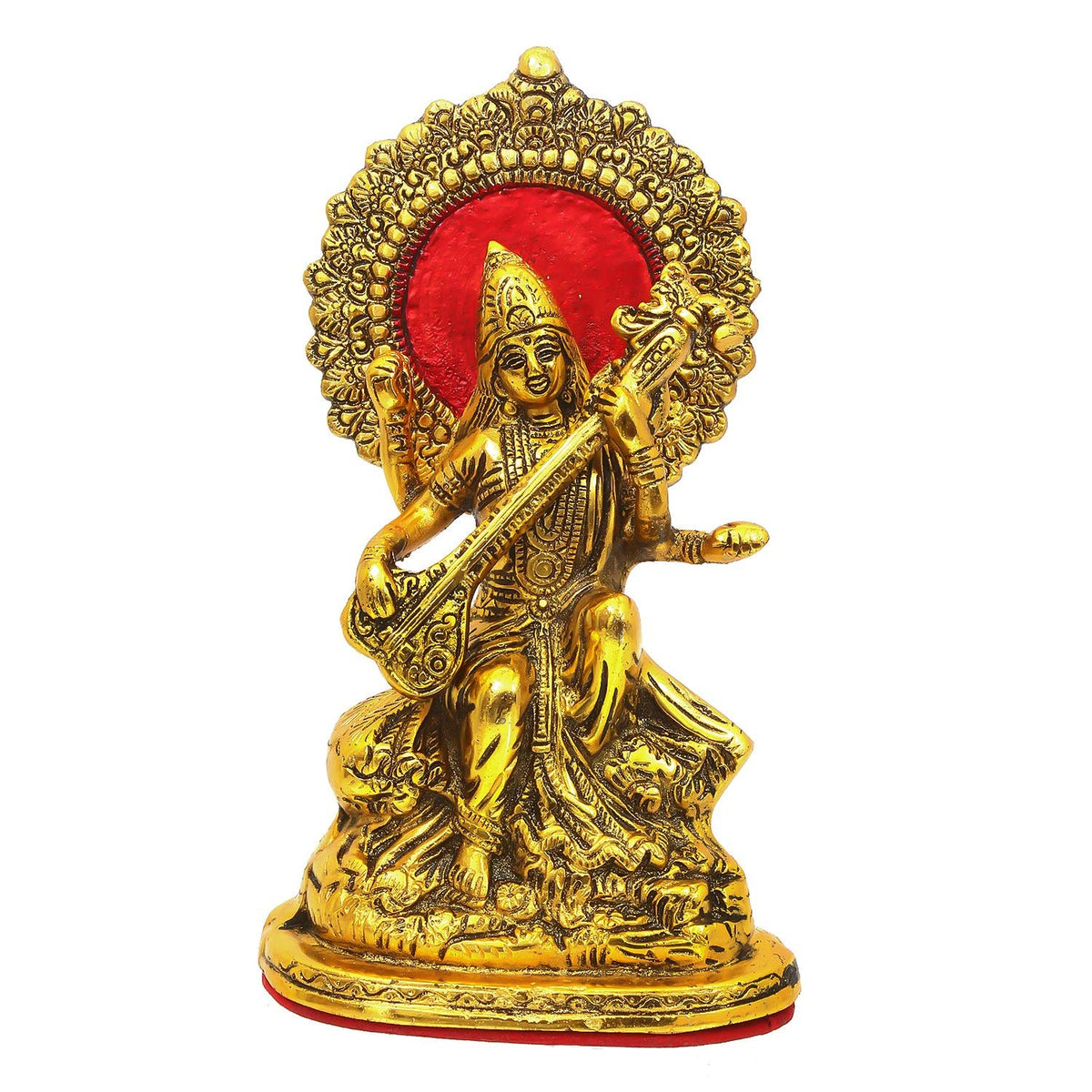 Premium Gold Plated Saraswati Idol Murti Statue for Home and Pooja Decor| Saraswati Murti for Gift, 33 x 13 Centimeters