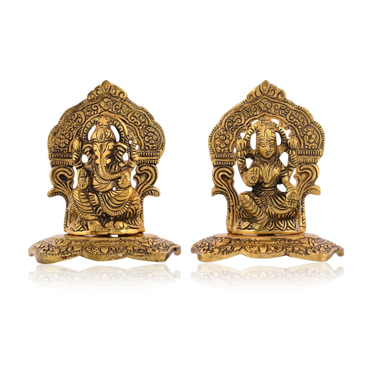 Metal Laxmi Lakshmi Ganesh Gift Items for Cooperate, Ganesh Idol for Gift, Gift for Ganpati Festival, Anniversary, Wedding Gift, Housewarming with Velvet Box Packing (Set of 1)