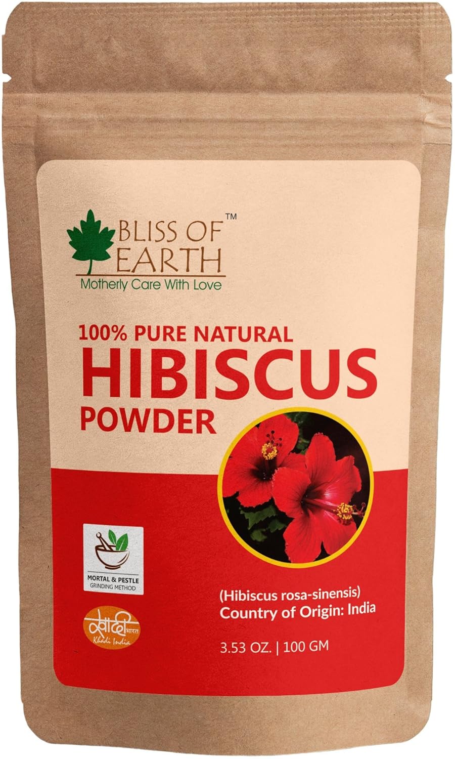 Bliss of Earth Hibiscus powder for face Hair | Makes Hair Stronger & Thicker | Controls Ageing | Cures Acne & Pimples | 100gm
