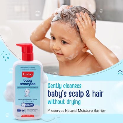 LuvLap Milky Soft Baby Shampoo - 600ml, Tear Free Formula, Ph 5.5,With Milk Protein, Vitamin E & Coconut Oil, Shea Butter & Chamomile, Soft & Shiny Hair, No Paraben, Dermatologically Tested