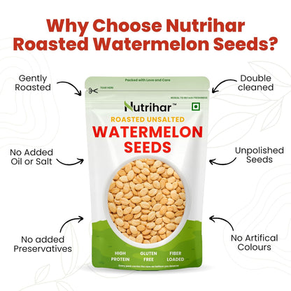 Nutrihar Roasted Watermelon Seeds 100g | Unsalted | No Added Oil | Roasted Magaj Seeds