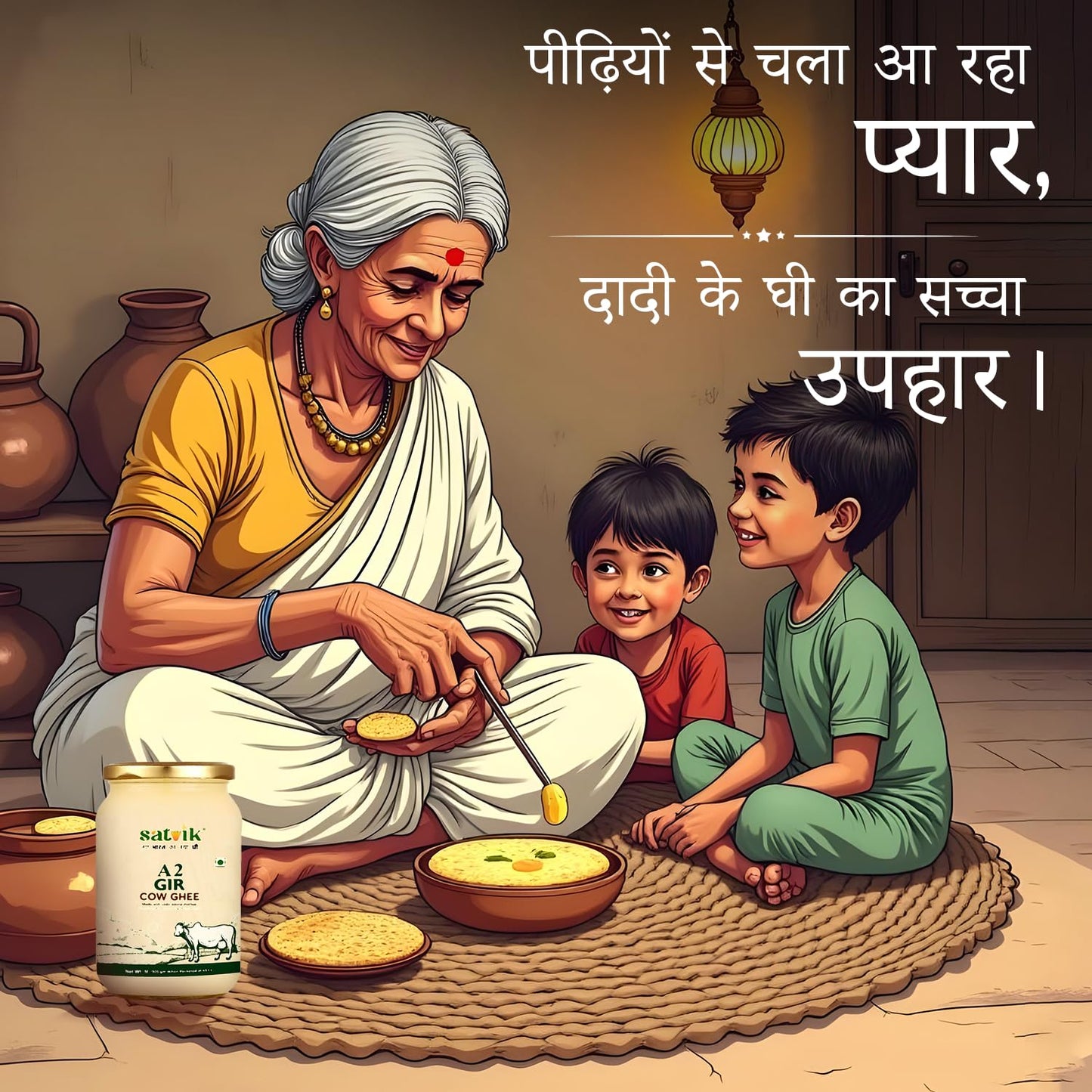 SATVIK PURE GHEE A2 Gir Cow Ghee 1 Litre Churned From Vedic Bilona Method Bilona Ghee A2 Cow Desi Ghee 1 Litre,1.49 Kilograms
