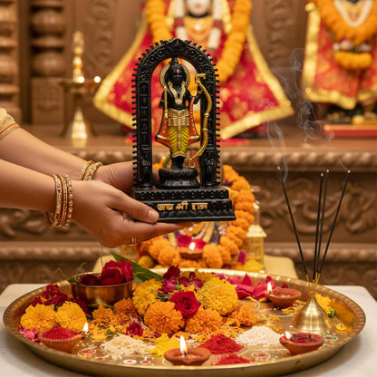 HindCraft Lord Ram Idol Statue for Home Decor & Temple, Ram Ji Murti with Arch Frame, Decorative God Idol for Pooja Room, Mandir, Living Room & Office Spiritual Showpiece, Temple Idol