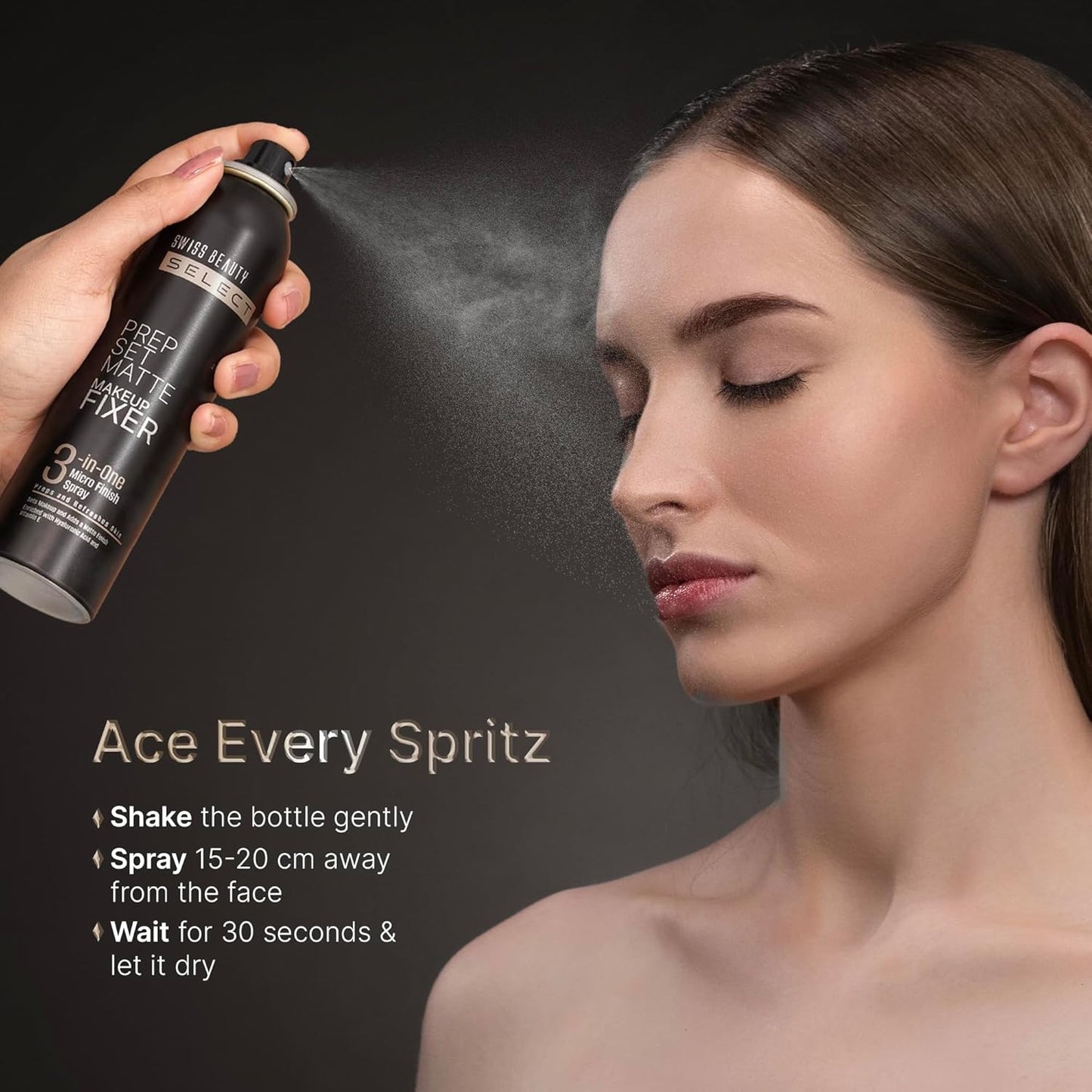 Swiss Beauty Prep Set Matte Makeup Fixer | Natural Matte Finish | With Vitamin E and Hyaluronic Acid | Long Lasting | 3-in-1 micro-fine spray | 120ml