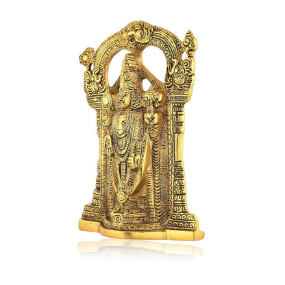 Metal Tirupati Balaji Idol, 9 x 6 x 1.5 Inches, Golden