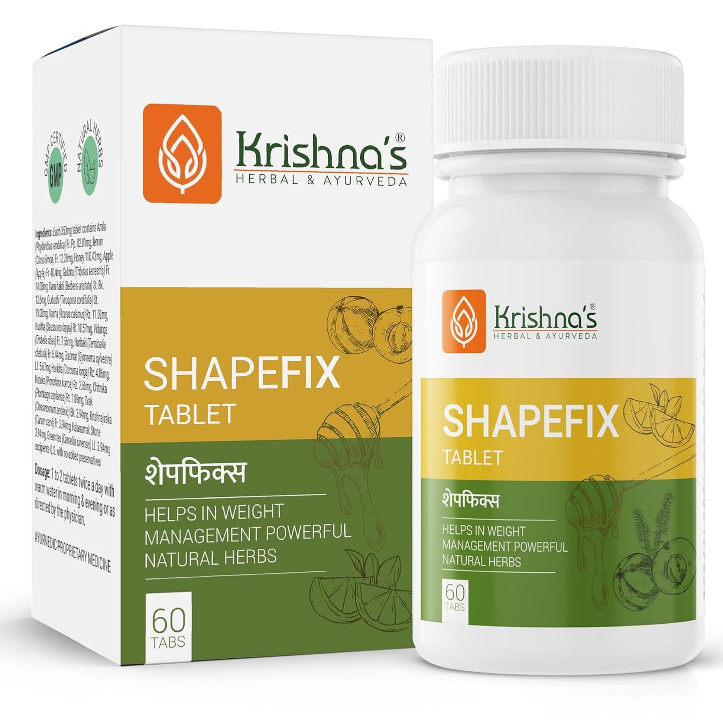 Krishna's Shapefix Tablet - Helps in Weight Management with Natural Herbs - 60 Tab (Pack of 1)