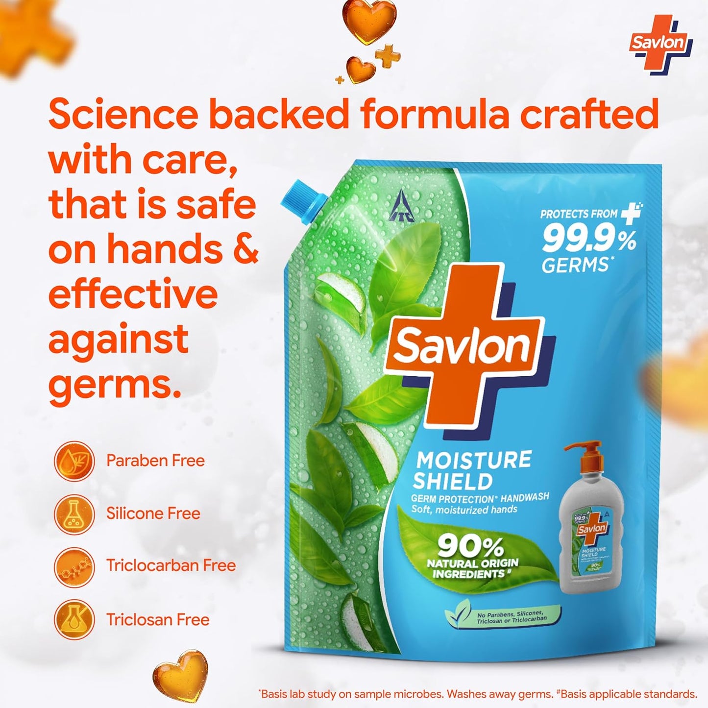 ITC Savlon Moisture Shield Germ Protection Liquid Handwash Refill Pack 1.3L | 99.9% Germ Protection | 90% Natural Origin Ingredients | Family Size Refill Hand wash | Value Pack