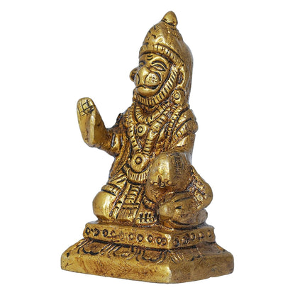 Golden Brass Hanuman Ji Murti Statue | Blessing Lord Hanuman Idol for Home Temple Pooja Mandir Car Dashboard | Gift for Housewarming Birthday