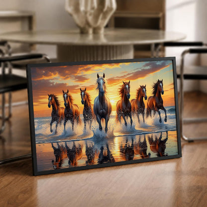 7 Horse Vastu Wall Painting (Landscape Collection) (Natural, Design 19, 48L x 33W cm)