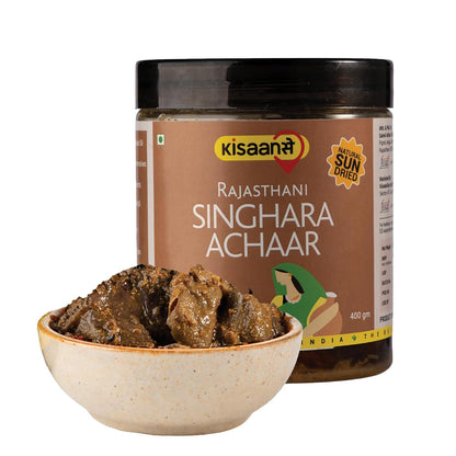 KisaanSay Rajasthani Water Chestnut Pickle 400GM | Rajasthani Singhara | Natural Sun Dried | Singhare ka Achar | Spicy Homemade Achaar With Mustard Oil | Teekha Ghar Ka Pickle | No Garlic | No Chemical Preservatives| spicy singhada pickle