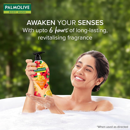 Palmolive Mindful Awake Body Wash, 750ml Shower Gel Single Pump Bottle, 100% Natural Orange & Hibiscus Extracts, pH Balanced Bodywash, Free of Parabens & Silicones