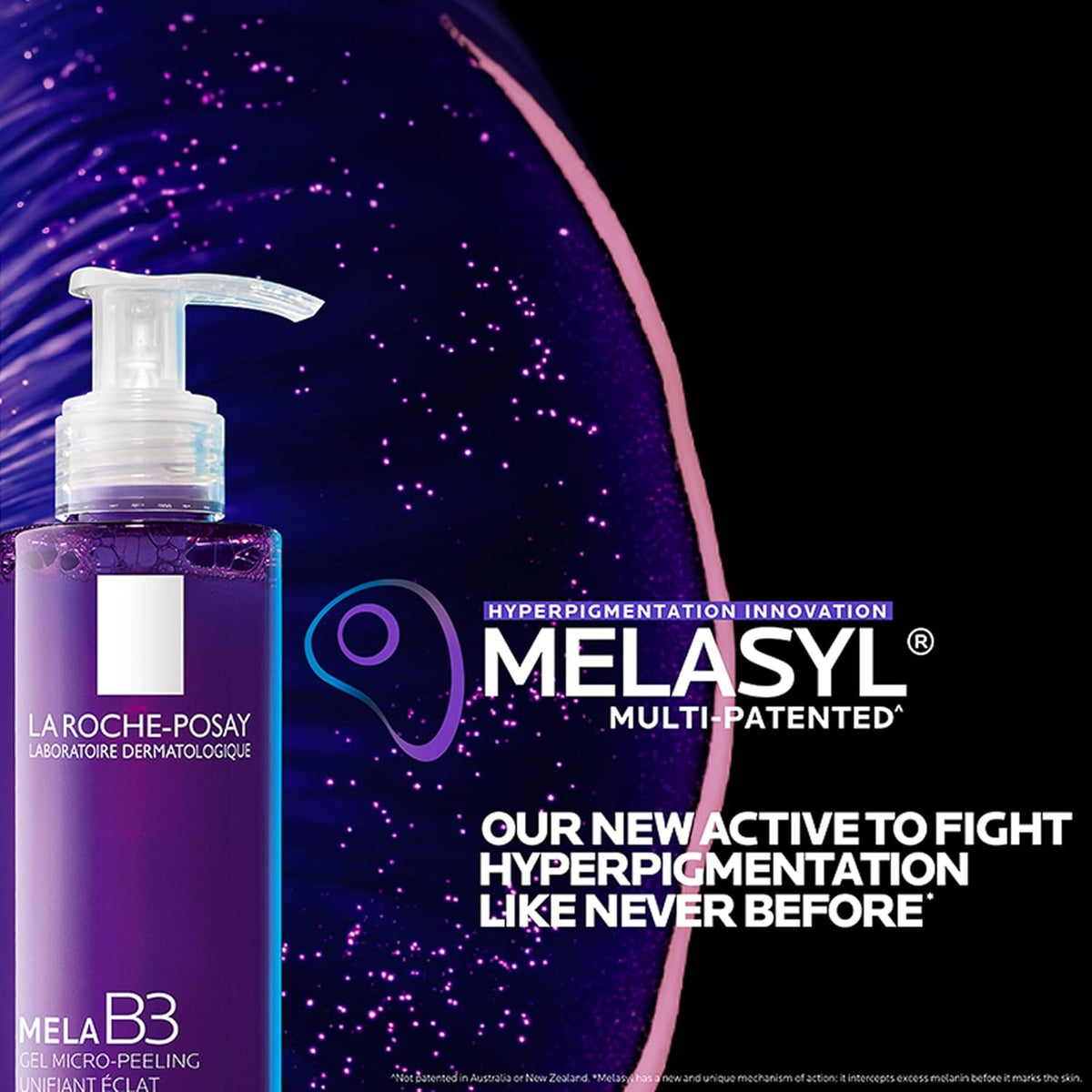 Melasyl product with purple background and branding