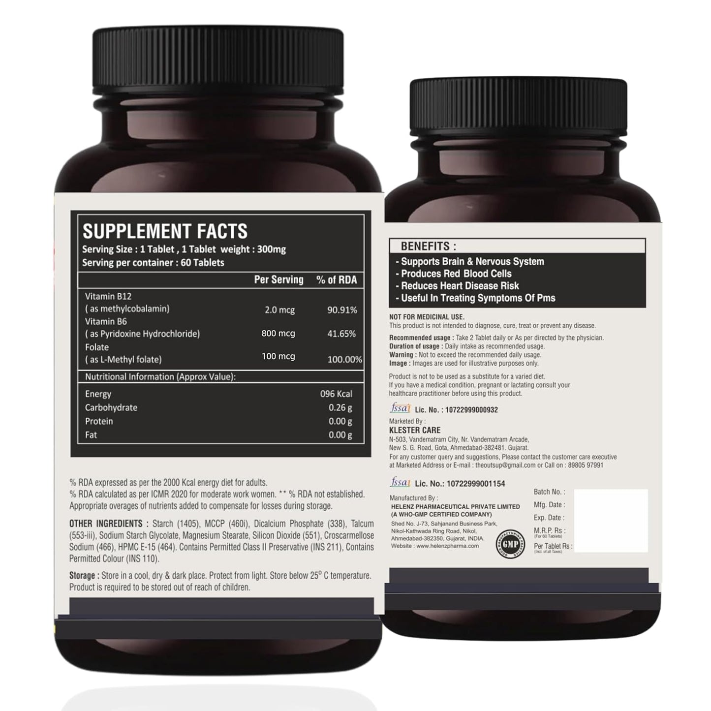 Outsup Vitamin B12 Supplement with Methylcobalamin, Folate & Vitamin B6 - Boost Energy Level | Good For Digestion And Nerve Health | Glowing Skin For Men & Women - 60 Chewable Tablets
