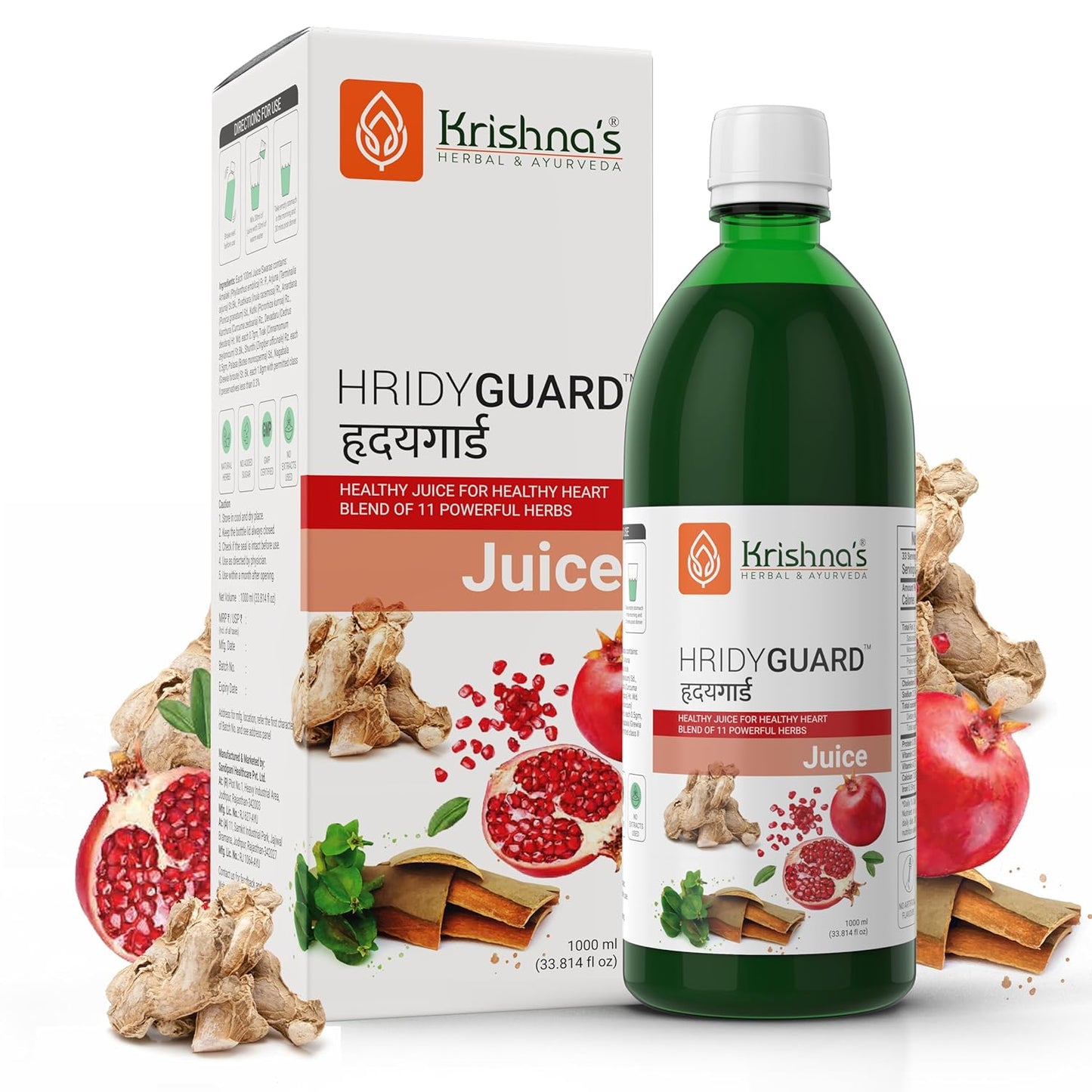 Krishna's Hridyguard Juice – Enriched With 11 herbs - Herbal Extract Drink for Daily Wellness - 1000 ml